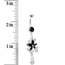 Load image into Gallery viewer, Dark Nature Floating Pearl Flower Crystal Drop Belly Ring