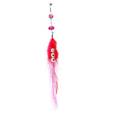 Load image into Gallery viewer, Trendsetter Pink and Red Feather Belly Ring