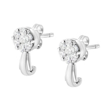 Load image into Gallery viewer, 14K White Gold 3/4 Cttw Diamond Floral Cluster Drop and Dangle Stud Earrings (H-I Color, I1-I2 Clarity)
