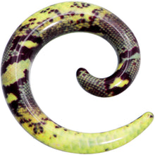 Load image into Gallery viewer, 0G Green Snake Skin Acrylic Spiral Taper