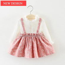 Load image into Gallery viewer, Modern Girls Clothes Sets Cotton Long Sleeves Dot T-shirt and Cat Strap Dress 2Pcs Baby Clothing Dress For Girls and Babies from 6-24months and Girls 3-4years