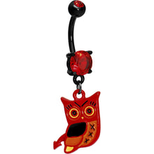 Load image into Gallery viewer, Adorable Red Owl Black Belly Ring