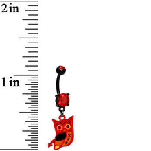 Load image into Gallery viewer, Adorable Red Owl Black Belly Ring