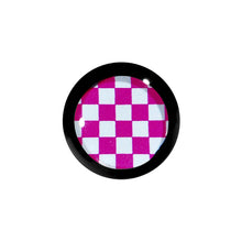 Load image into Gallery viewer, 0G Black Acrylic Pink and White Checkerboard Saddle Plug