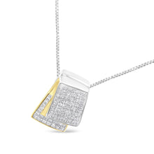 Load image into Gallery viewer, 14K White and Yellow Gold 2.0 Cttw Princess Cut Diamond Two Tone Foldover Box Pendant 18†Box Chain Necklace (H-I Color, SI1-SI2 Clarity)