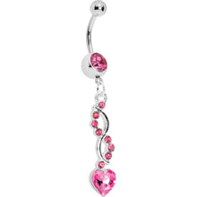 Load image into Gallery viewer, Pink Spiral Twist Heart Belly Ring