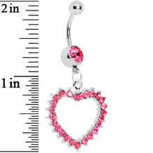 Load image into Gallery viewer, Passionate Pink Gem Paved Hollow Heart Belly Ring