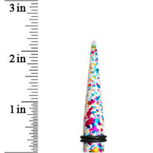 Load image into Gallery viewer, 00G Acrylic Rainbow Bubblegum Spatter Straight Taper