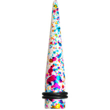 Load image into Gallery viewer, 00G Acrylic Rainbow Bubblegum Spatter Straight Taper