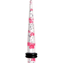 Load image into Gallery viewer, Clear Acrylic Glitter Pink Heart Confetti Taper 8G to 16mm