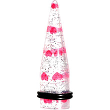 Load image into Gallery viewer, Clear Acrylic Glitter Pink Heart Confetti Taper 8G to 16mm