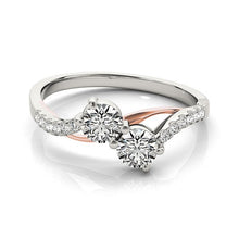 Load image into Gallery viewer, Two Stone Diamond Ring with Curved Band in 14k White And Rose Gold (5/8 cttw)