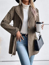 Load image into Gallery viewer, Women's Plaid Collared Neck Buttoned Long Sleeve Jacket β Classic & Lightweight Outerwear for Everyday Wear