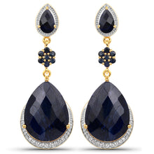 Load image into Gallery viewer, 30.04 Carat Dyed Sapphire, Blue Sapphire and White Topaz .925 Sterling Silver Earrings