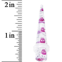 Load image into Gallery viewer, 0G Clear Acrylic Glitter Purple Skull Confetti Taper