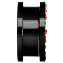 Load image into Gallery viewer, 18mm Black Anodized Titanium Red Gem Screw Fit Tunnel