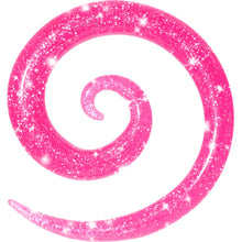 Load image into Gallery viewer, 0G Hot Pink Acrylic Glitter Spiral Taper