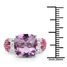 Load image into Gallery viewer, 6.55 Carat Genuine Amethyst, Ruby and White Topaz .925 Sterling Silver Ring