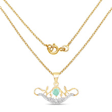 Load image into Gallery viewer, 14K Yellow Gold Plated 0.62 Carat Genuine Emerald and White Topaz .925 Sterling Silver Pendant