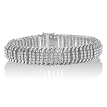 Load image into Gallery viewer, 14K White Gold 5.0 Cttw Round Brilliant Cut Diamond 7" S Wave Serpentine Tennis Bracelet (H-I Color, I1-I2 Clarity)
