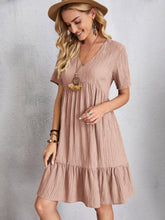 Load image into Gallery viewer, Classic Full Size V-Neck Short Sleeve Dress Casual & Comfortable Dress for Women