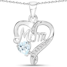 Load image into Gallery viewer, 0.54 Carat Genuine Blue Topaz and White Topaz .925 Sterling Silver Pendant
