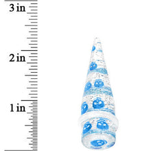 Load image into Gallery viewer, 5/8 Clear Acrylic Glitter Blue Skull Confetti Taper