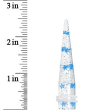 Load image into Gallery viewer, 00G Clear Acrylic Glitter Blue Star Confetti Taper