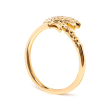 Load image into Gallery viewer, 10K Yellow Gold 1/10 Cttw Diamond Palm Tree Statement Ring (H-I Color, I1-I2 Clarity) - Ring Size 7