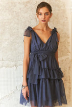 Load image into Gallery viewer, Tie Shoulder Polka Dot Mesh Dress For Women β Flirty Retro Polka Dot Elegant Dress with Adjustable Ties & Sheer Mesh Fabric For Special Occasions