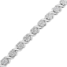 Load image into Gallery viewer, 14K White Gold 6-1/3 Cttw Round Brilliant-Cut Diamond Round Cluster & X-Link 7" Tennis Bracelet (I-J Color, SI2-I1 Clarity)