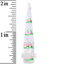 Load image into Gallery viewer, 0G Clear Acrylic Glitter Pink Cherry Confetti Taper