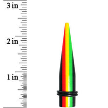 Load image into Gallery viewer, 1/2 Acrylic Rasta Stripes Straight Taper