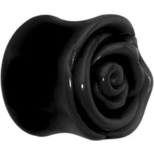 Load image into Gallery viewer, 18mm Black Rose Flower Acrylic Saddle Plug