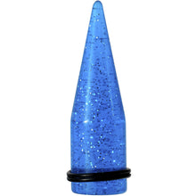 Load image into Gallery viewer, 20mm Blue Acrylic Silver Glitter Taper