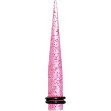 Load image into Gallery viewer, 0G Pink Acrylic Silver Glitter Taper