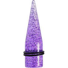 Load image into Gallery viewer, 18mm Purple Acrylic Silver Glitter Taper