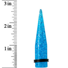 Load image into Gallery viewer, 9/16 Blue Acrylic Silver Glitter Taper