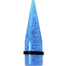 Load image into Gallery viewer, 18mm Blue Acrylic Silver Glitter Taper