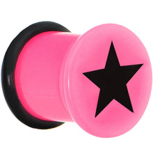Load image into Gallery viewer, 5/8 Pink Acrylic Black Star Single Flare Plug