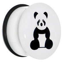 Load image into Gallery viewer, 5/8 White Acrylic Panda Bear Single Flare Plug
