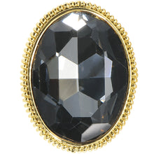Load image into Gallery viewer, Gold Tone Black Faceted Oval Adjustable Ring