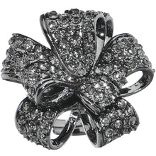 Load image into Gallery viewer, Black Sparkling Bow Adjustable Ring