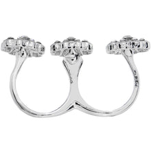 Load image into Gallery viewer, Trio of Gem Flowers Double Finger Ring