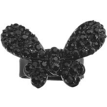 Load image into Gallery viewer, Black Sparkling Butterfly Adjustable Ring