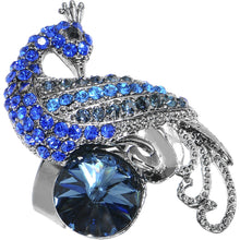Load image into Gallery viewer, Gem Paved Peacock Adjustable Ring