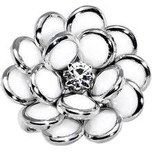 Load image into Gallery viewer, White Enamel Blooming Flower Adjustable Ring