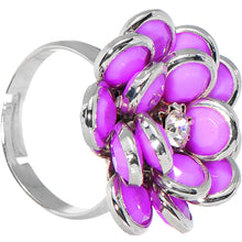 Load image into Gallery viewer, Pink Enamel Blooming Flower Adjustable Ring