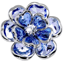 Load image into Gallery viewer, Small Blue Faceted Blooming Flower Adjustable Ring