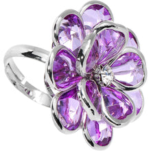 Load image into Gallery viewer, Purple Faceted Blooming Flower Adjustable Ring